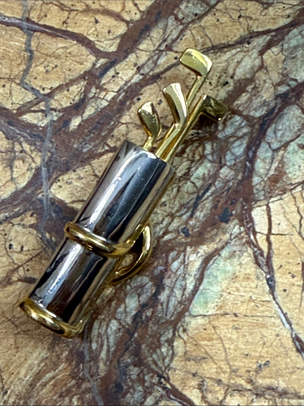 Fashion Jewelry Gold and Silver Golf Bag Brooch